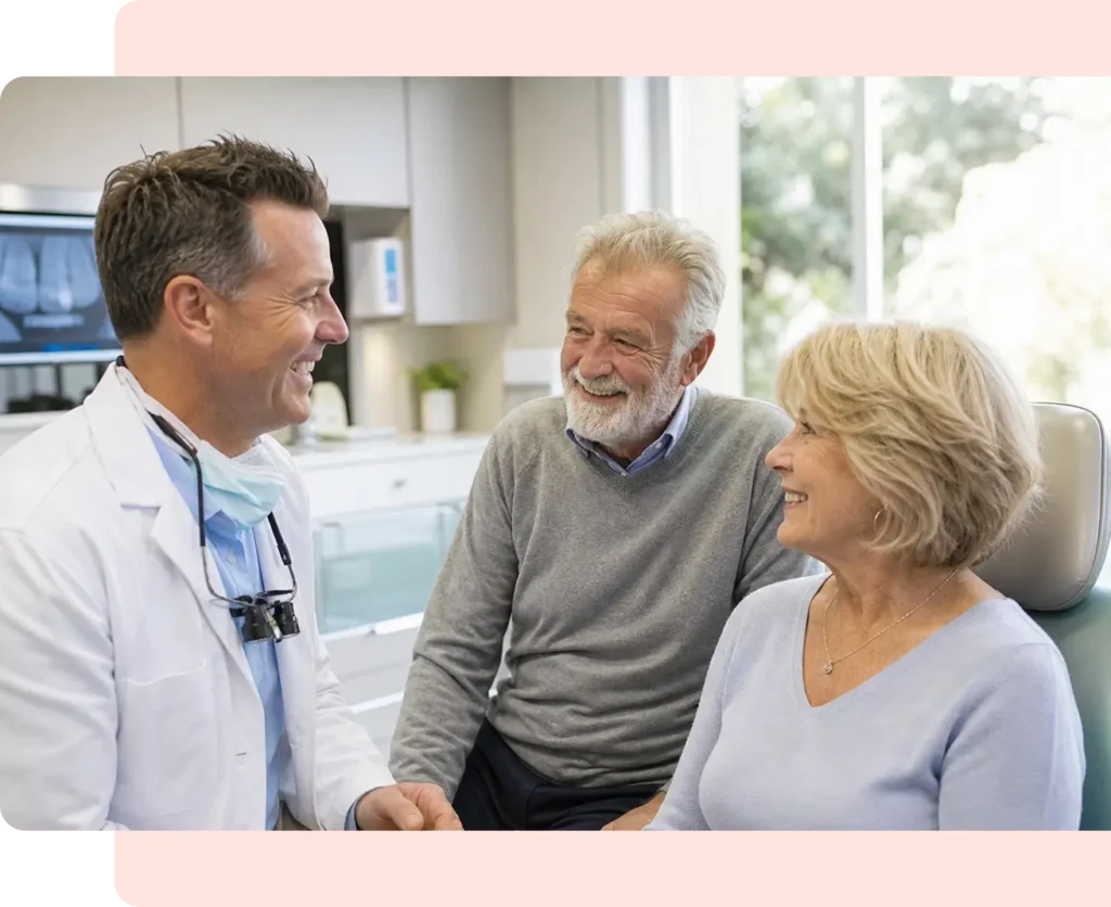 Older couple speaking with doctor at Aurora Smile New Port Richey