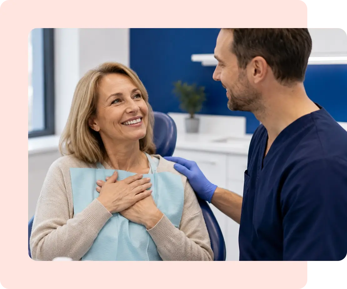 grateful patient speaking to doctor after restoration procedure