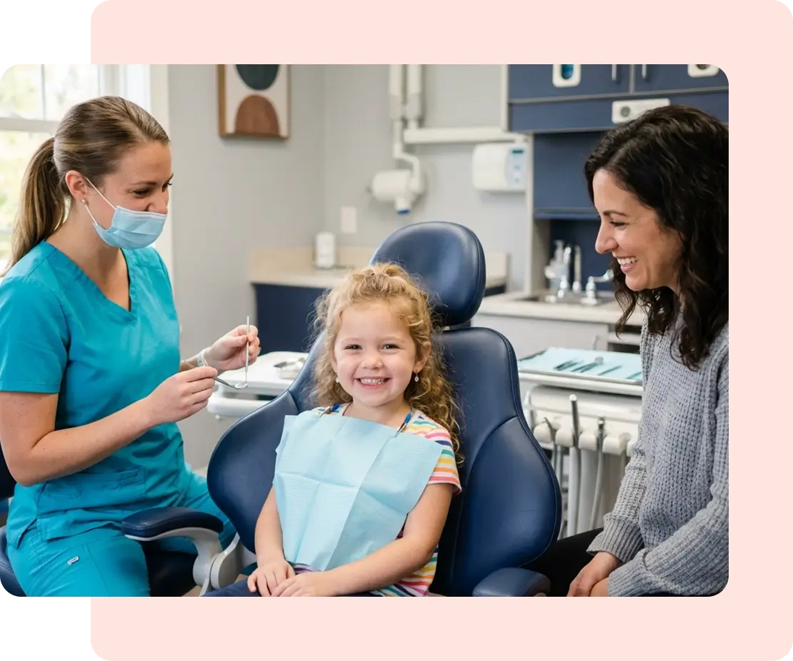 happy little girl at the dentist office