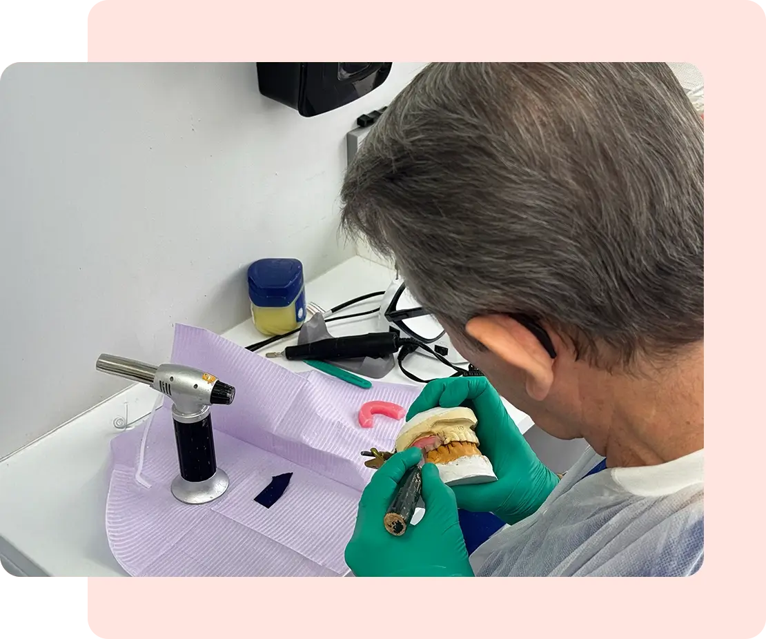 dentist crafting prosthodontics molds